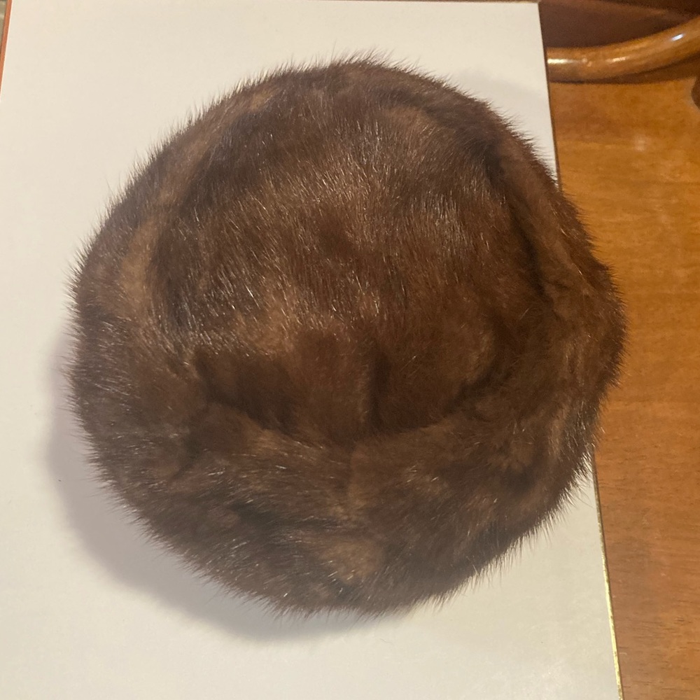 Dark Brown Vintage Pillbox Fur Hat